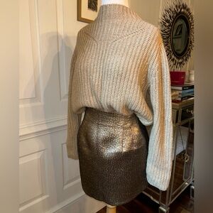 Golden Elie Tahari knit pullover, S, great condition, Zara gold brocade skirt